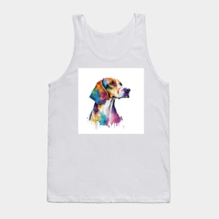 Beagle Dog In Watercolor & Pen Tank Top